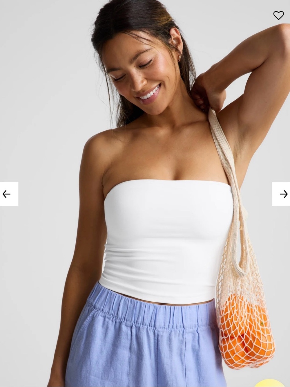 Beyond Yoga White Spacedye Strapless Top